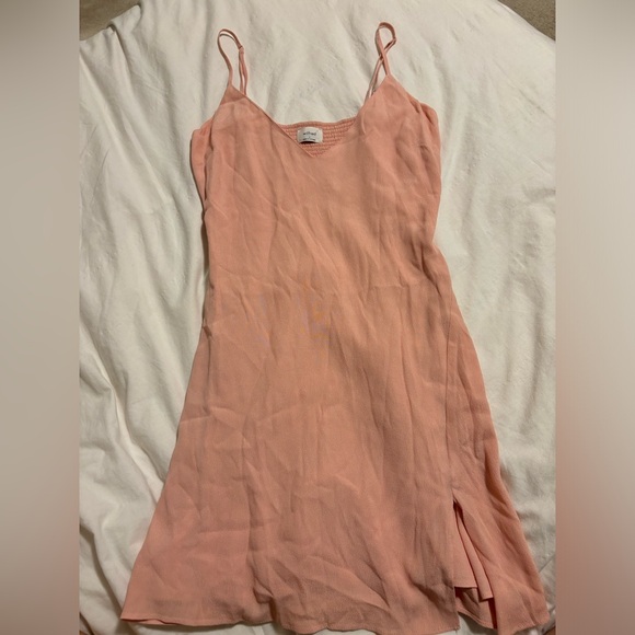 Aritzia Wilfred Free Vivienne Pink V Neck Mini Camisole Minimalist Slip Dress - Picture 1 of 3